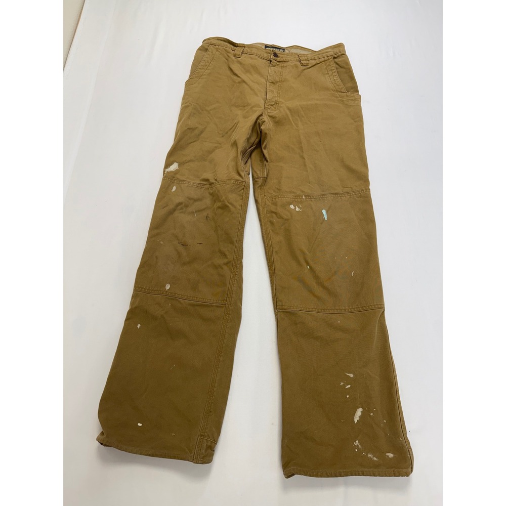 Distressed Mountain‎ Khakis Mens Alpine Utility Pants 34x34 Double Knee Canvas